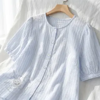 Katoenen stof EMBROIDERY Flowstripe