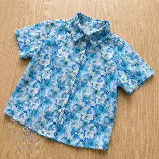 Katoenen stof EMBROIDERY Viola blue digital print