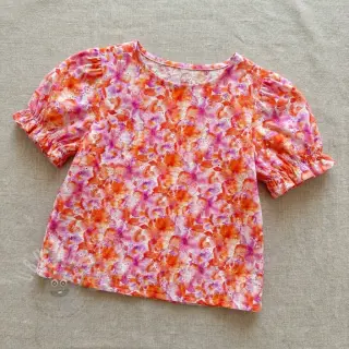 Katoenen stof EMBROIDERY Viola peach digital print