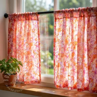 Katoenen stof EMBROIDERY Viola peach digital print