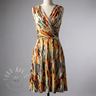 Katoenen stof SATIN STRETCH Abstract paint