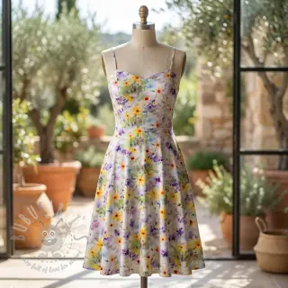 Katoenen stof SATIN STRETCH Corn flowers