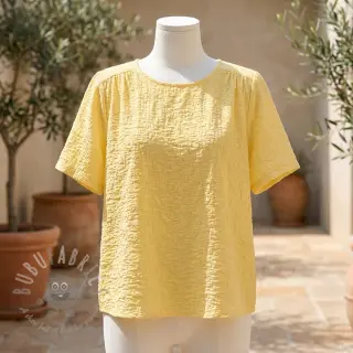 Katoenen stof SMOGGED EMBROIDERY yellow
