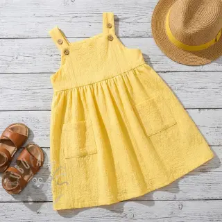 Katoenen stof SMOGGED EMBROIDERY yellow