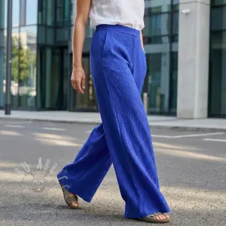Katoenen stof SMOGGED EMBROIDERY cobalt