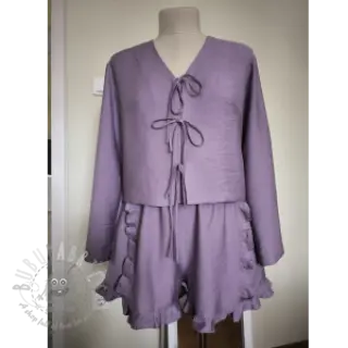 Viscose met linnen BUBBLY lilac