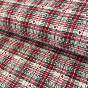 Decoratiestof jacquard Villars ecru rouge