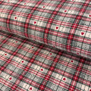 Decoratiestof jacquard Villars ecru rouge