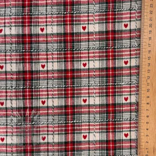 Decoratiestof jacquard Villars ecru rouge