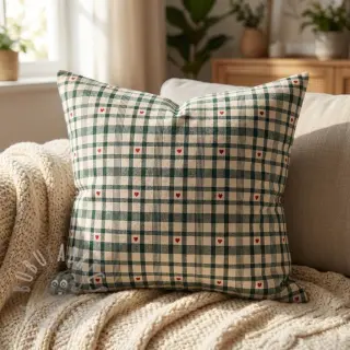 Decoratiestof jacquard Ollon vert rouge