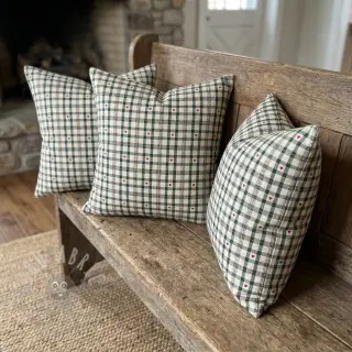 Decoratiestof jacquard Villars ecru vert