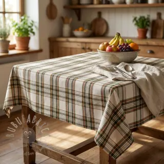 Decoratiestof Ecossais ecru vert