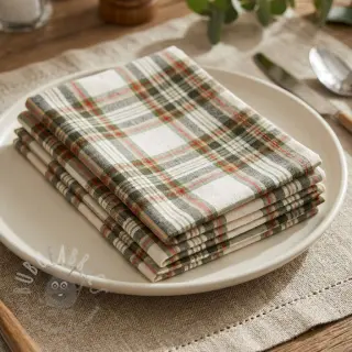 Decoratiestof Ecossais ecru vert