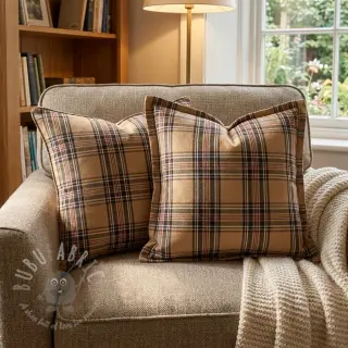 Decoratiestof Ecossais beige coffee