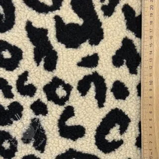 Mantelstof TEDDY JACQUARD Animal skin black