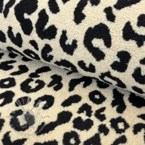 Mantelstof TEDDY JACQUARD Animal skin black