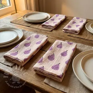 Dubbelgaas/mousseline Pears lavender by JENNIFER BOURON ORGANIC