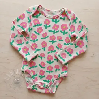 Tricot RIB JENNIFER BOURON Flowers natural pink ORGANIC