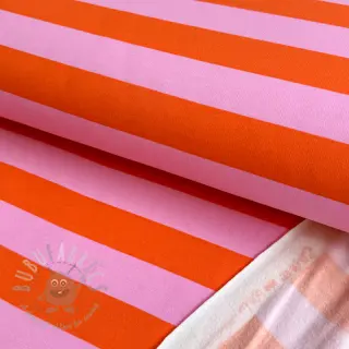 Geruwde sweaterstof SOFT Stripes orange