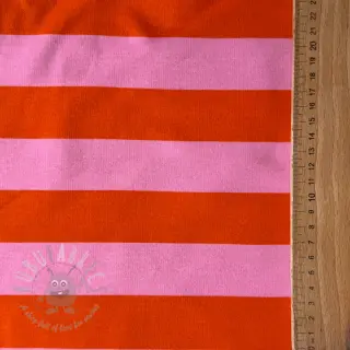 Geruwde sweaterstof SOFT Stripes orange