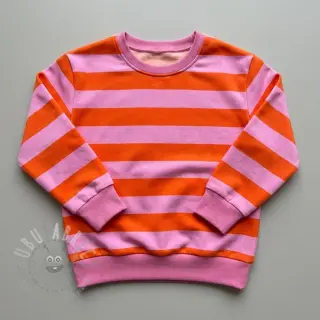 Geruwde sweaterstof SOFT Stripes orange