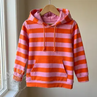 Geruwde sweaterstof SOFT Stripes orange