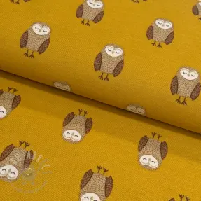 Decoratiestof premium Night owl nap yellow