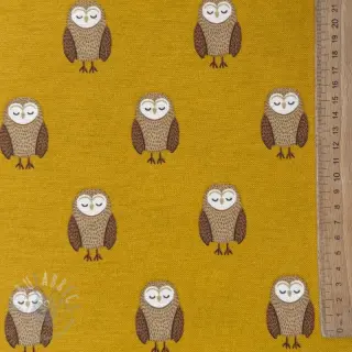 Decoratiestof premium Night owl nap yellow