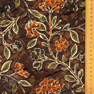 Fluweel VELVET QUILT Flowers leaves dark brown