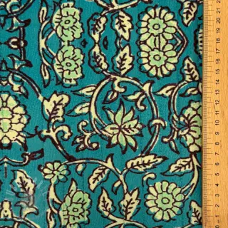 Fluweel VELVET QUILT Flowers abstract petrol