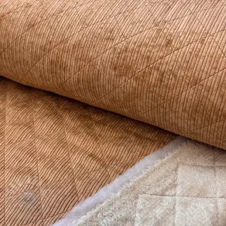 Ribfluweel QUILT light brown