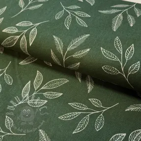 Decoratiestof Linenlook Elegant leaf branch army
