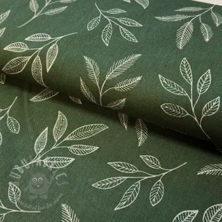 Decoratiestof Linenlook Elegant leaf branch army