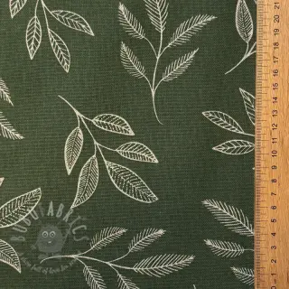Decoratiestof Linenlook Elegant leaf branch army