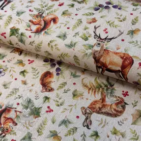 Decoratiestof Linenlook Animal forest dream digital print