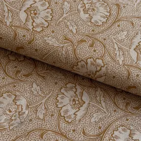 Decoratiestof Linenlook Bloomy art craft yellow