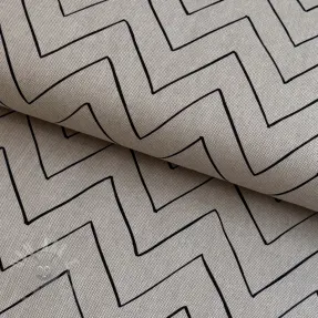 Decoratiestof Linenlook Freehand zigzag lines