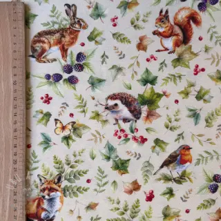Decoratiestof premium Animal forest dream beige digital print