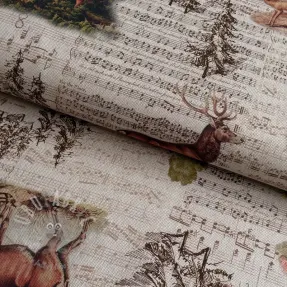 Decoratiestof Linenlook Forest deer song digital print