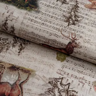 Decoratiestof Linenlook Forest deer song digital print