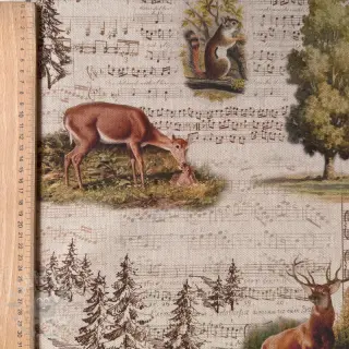 Decoratiestof Linenlook Forest deer song digital print