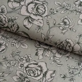 Decoratiestof Linenlook Elegant rose bloom army