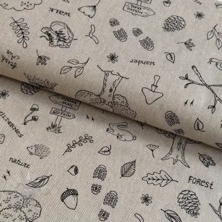 Decoratiestof Linenlook Wander woods doodle