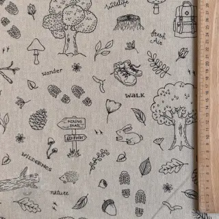 Decoratiestof Linenlook Wander woods doodle