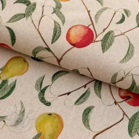 Decoratiestof Linenlook Apple pear branch digital print