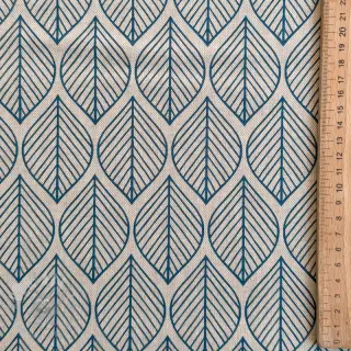 Decoratiestof Linenlook Leaf line minimalist denim