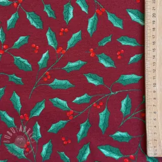 Decoratiestof premium Holly Branch Xmas wine