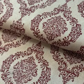Decoratiestof Linenlook Baroque damask charm wine