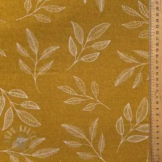 Decoratiestof Linenlook Elegant leaf branch yellow