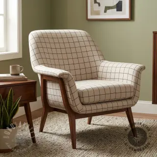 Decoratiestof Linenlook Freehand grid lines